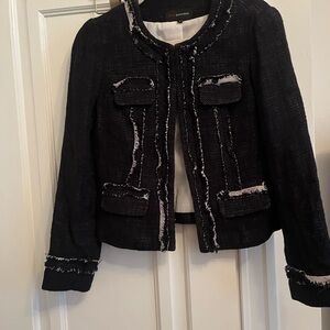 Chic Black Tweed Blazer